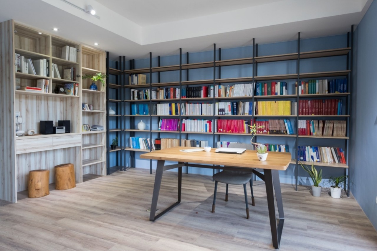 書房;木作;鐵件;書櫃;北歐風;親子空間 